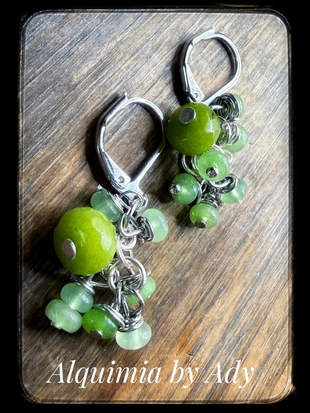 Bridal + Peridot silver cluster earrings/August birthstone